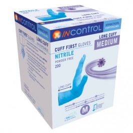 InControl Long Cuff Nitrile (Powder Free) Gloves - Medium